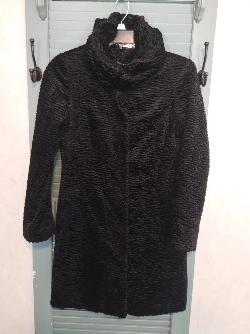 White House Black Market Black Textured Cowl Coat